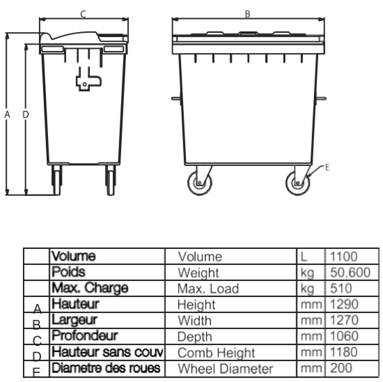 1100 LT Garbage Bin